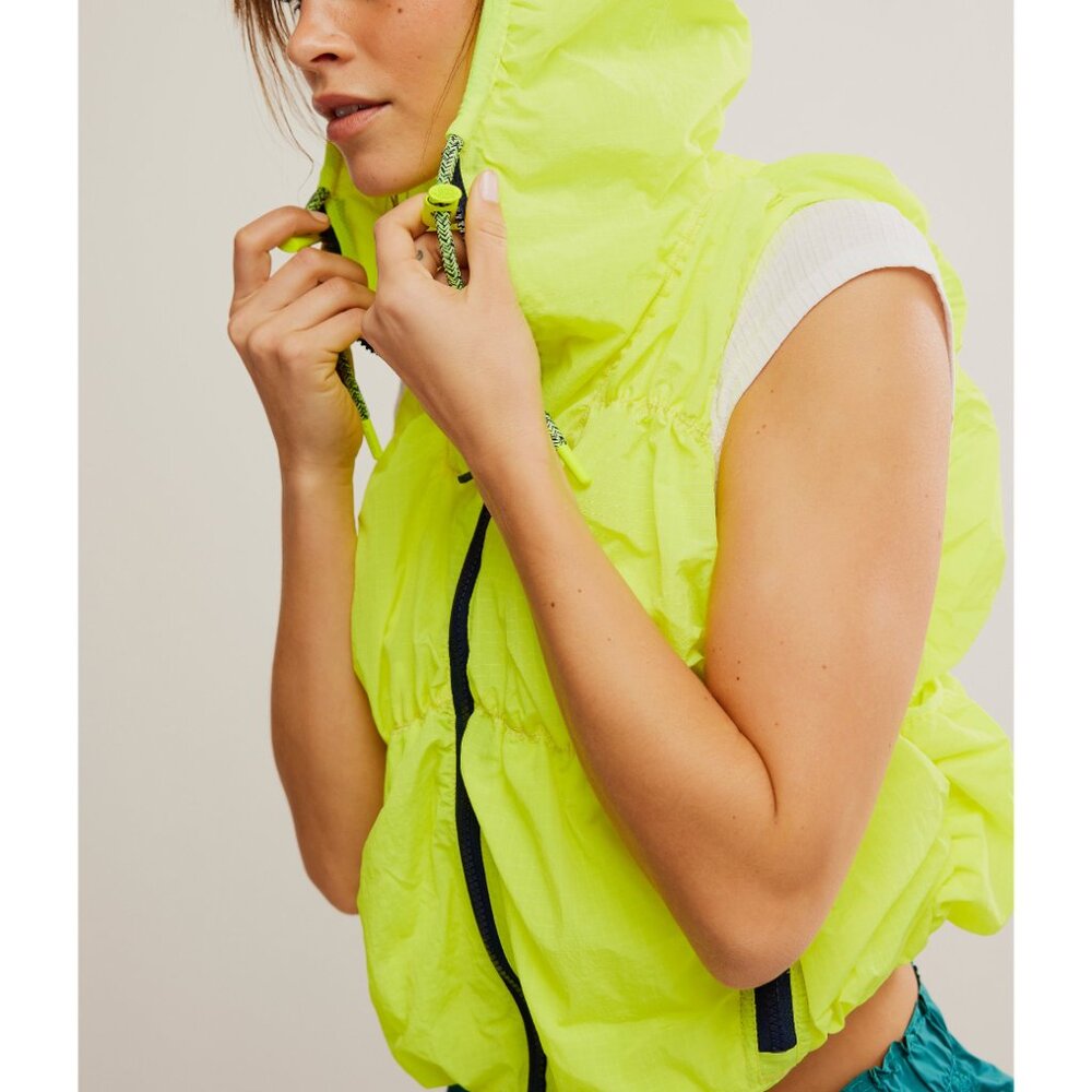 FP Movement by Free People Neon Yellow Hooded Windbreaker Vest - Picture 5 of 12